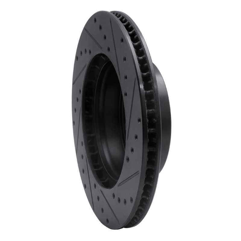 Porsche Boxster Brake Rotor (1) - Front Left - R1 Concepts - Drilled & Slotted - Black - `97-`04